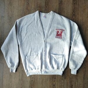 Muhlenberg College Men's V-neck Cardigan Jerzees Gray Button Up Sweater One Size